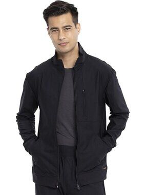 Men's Zip Front Scrub Jacket with Standard Collar & 4 Pockets - Medical Uniform